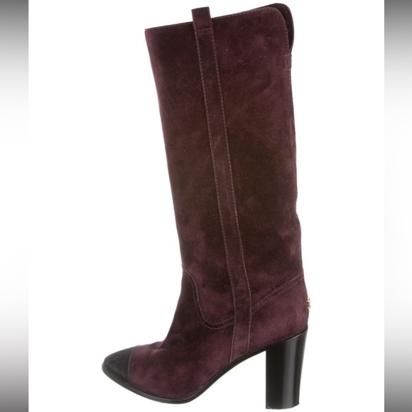 Chanel Suede Cap-Toe Boots Sz 40.5 - Picture 2 of 12